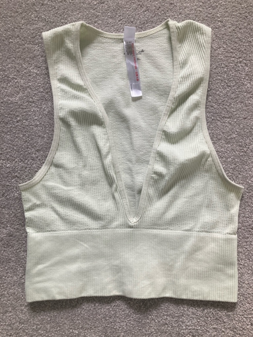 Urban Outfitters Hailey Ribbed Bra Top (Pale Green)